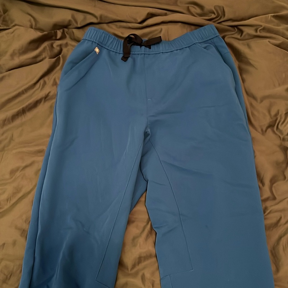 Figs men medium scrubs bottom jogger pants blue